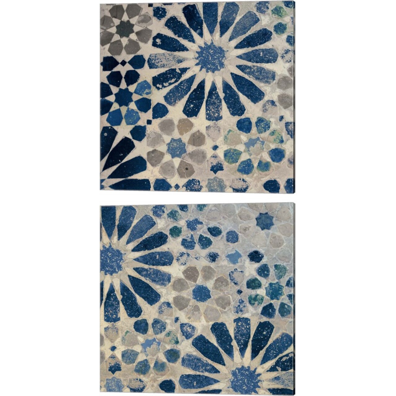 Alhambra Tile Stone by Sue Schlabach 14" x 14" Canvas Wall Art (Set of 2)